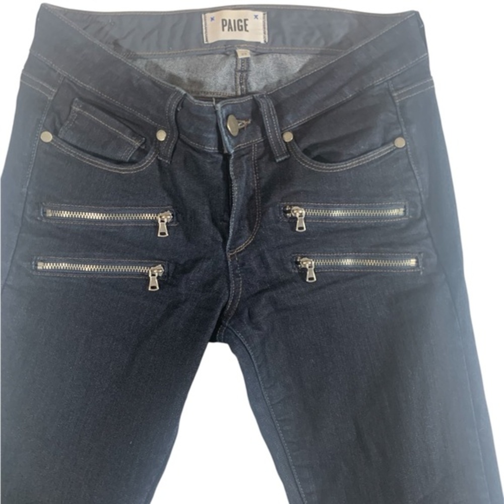 Paige Edgemont Jeans Sz 25 Dark Wash Denim with zippered pockets